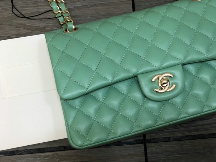 Classic Chanel Lambskin Medium Flap Bag Green CF1112