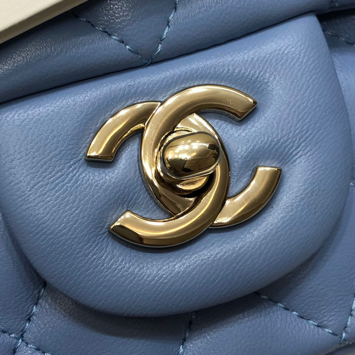 Classic Chanel Lambskin Small Flap Bag Blue CF1116