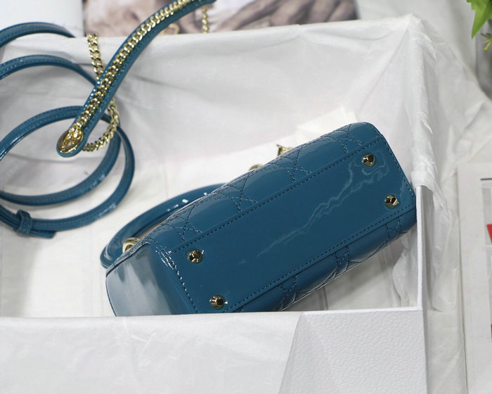 Mini Lady Dior Patent Bag Blue D91701