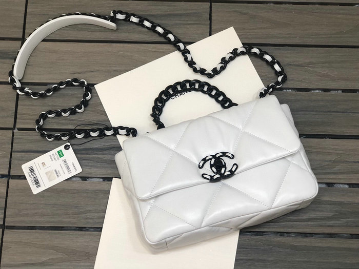 Chanel 19 Lambskin Flap Bag White AS1160