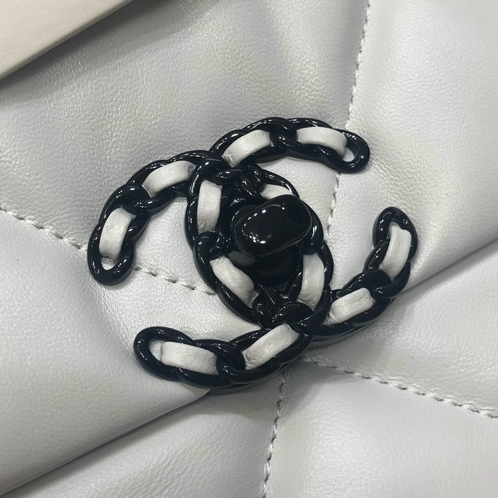 Chanel 19 Lambskin Flap Bag White AS1160