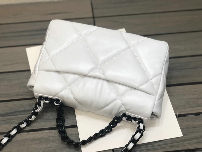 Chanel 19 Lambskin Flap Bag White AS1160