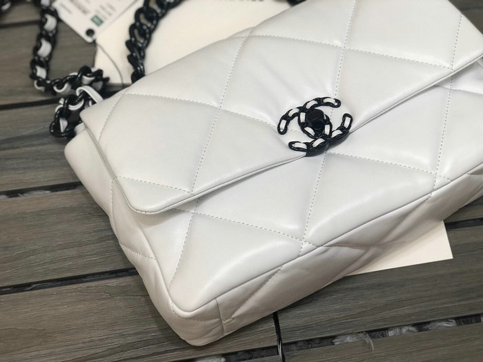 Chanel 19 Lambskin Large Flap Bag White AS1161