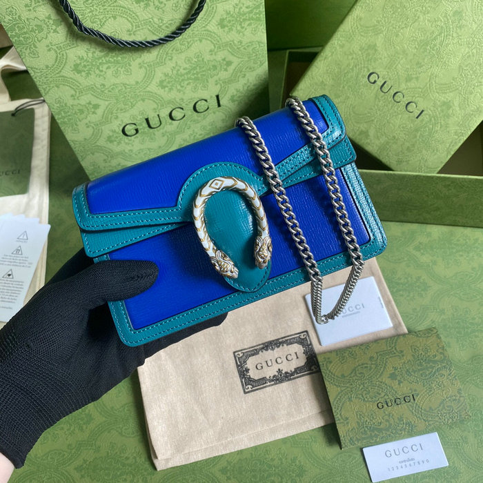 Gucci Dionysus Leather Mini Chain Bag Blue 476432