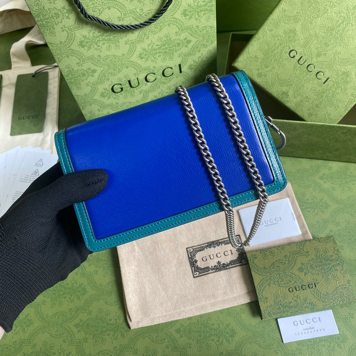 Gucci Dionysus Leather Mini Chain Bag Blue 476432