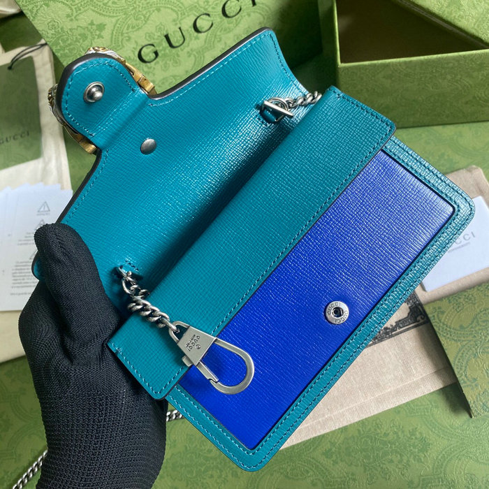 Gucci Dionysus Leather Mini Chain Bag Blue 476432