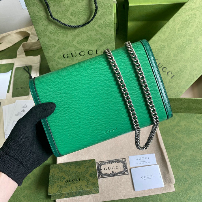 Gucci Dionysus Leather Mini Chain Bag Green 401231