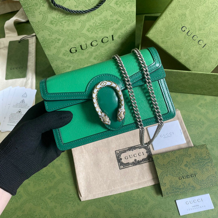 Gucci Dionysus Leather Mini Chain Bag Green 476432