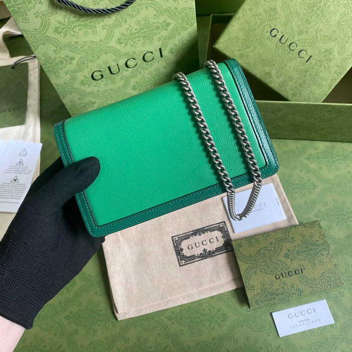 Gucci Dionysus Leather Mini Chain Bag Green 476432