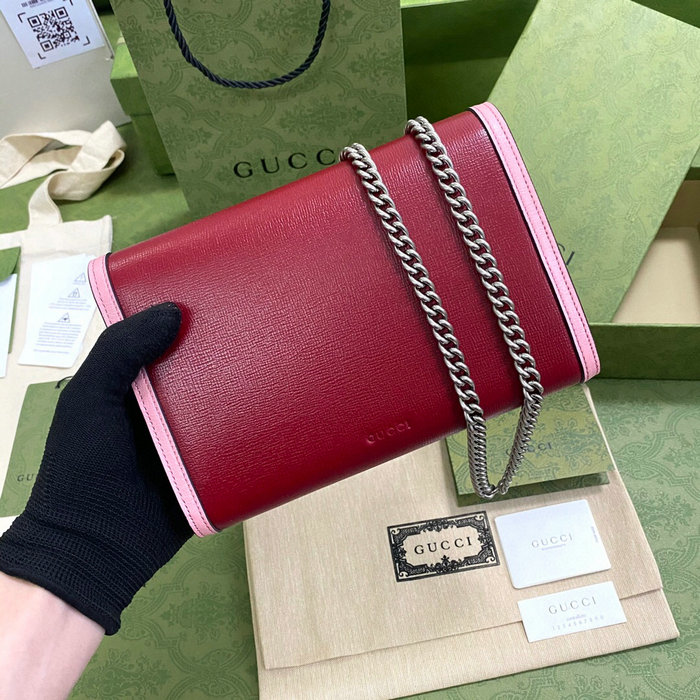 Gucci Dionysus Leather Mini Chain Bag Red 401231