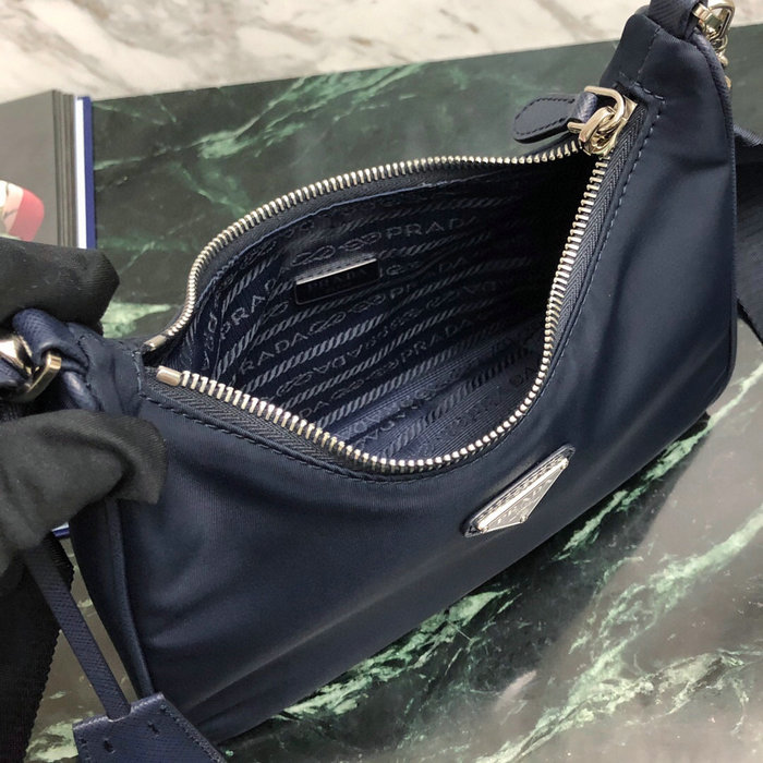 Prada Nylon Hobo Bag Dark Blue 1BH204