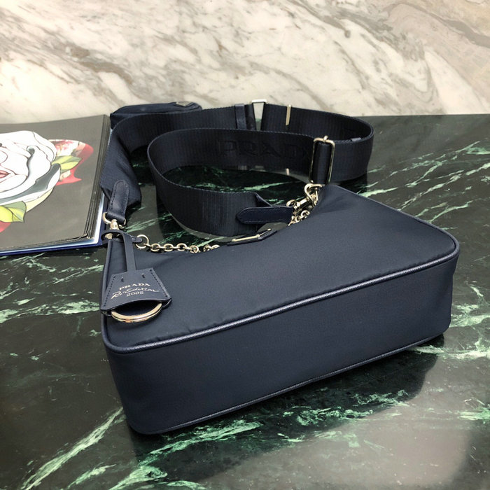 Prada Nylon Hobo Bag Dark Blue 1BH204