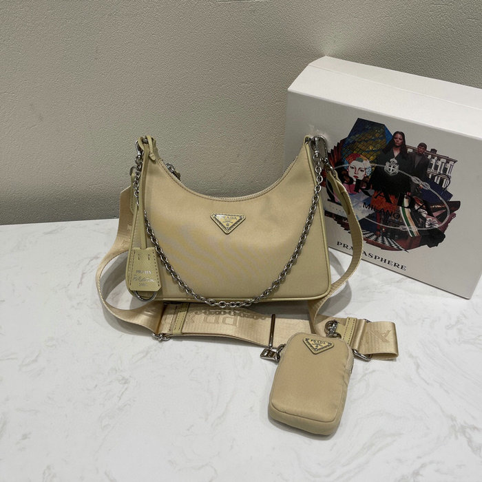 Prada Nylon Hobo Bag Khaki 1BH204