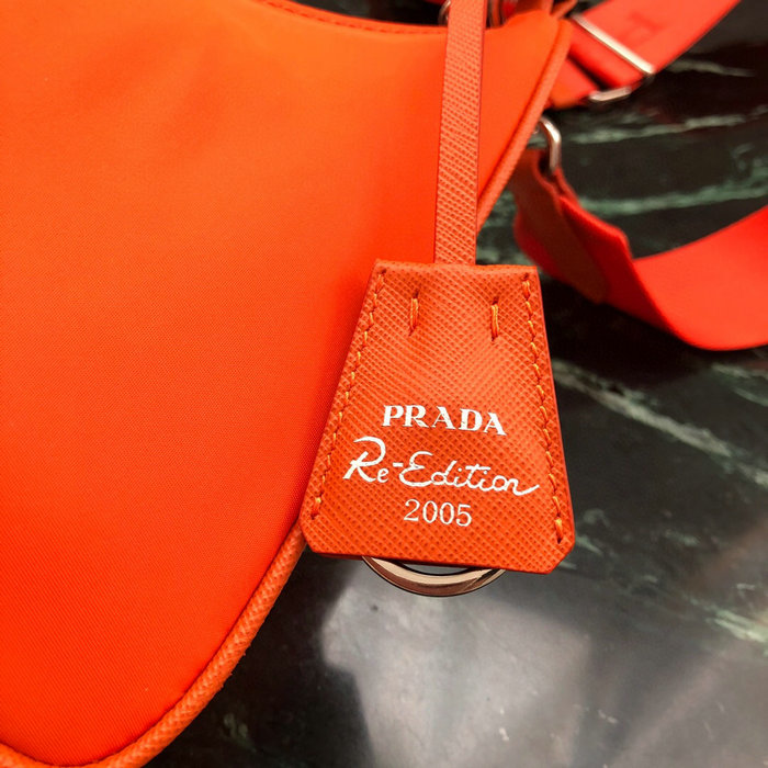 Prada Nylon Hobo Bag Orange 1BH204