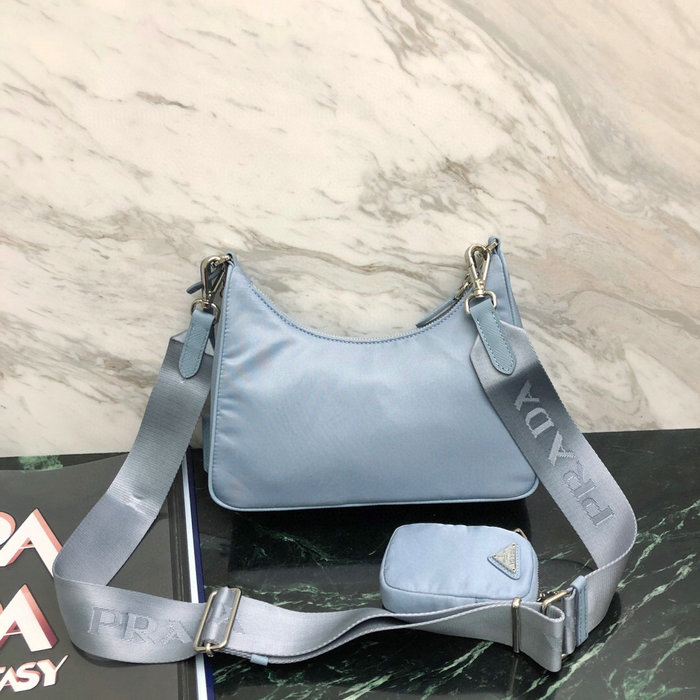 Prada Nylon Hobo Bag Skyblue 1BH204