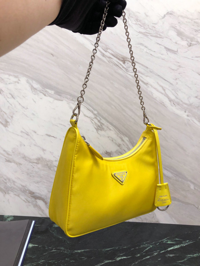 Prada Nylon Hobo Bag Yellow 1BH204