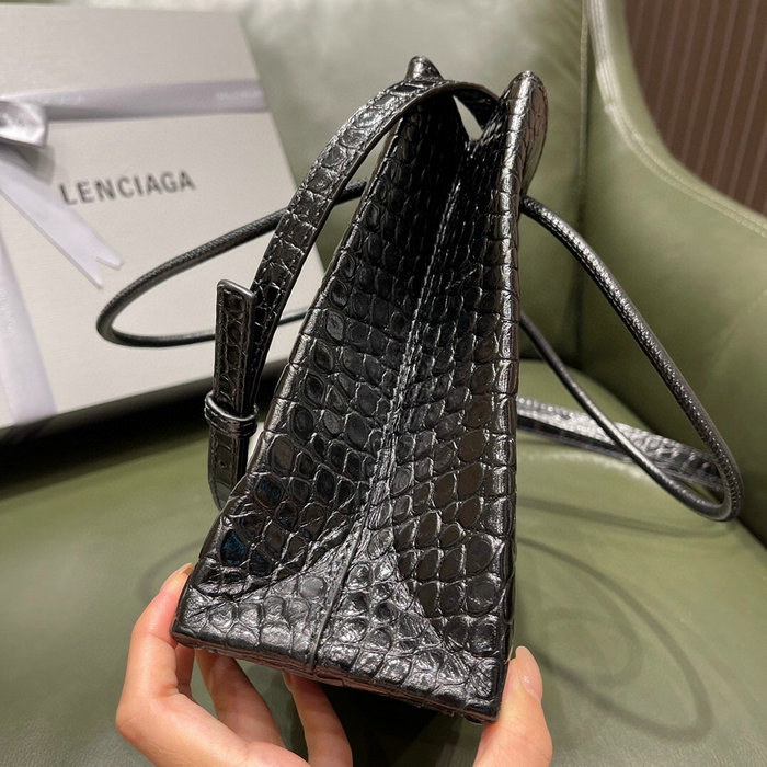 Balenciaga croc-effect leather XXS Shopping Tote Bag Black 572411