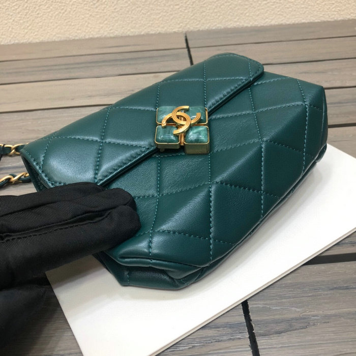 Chanel Lambskin Mini Flap Bag Green AS2633