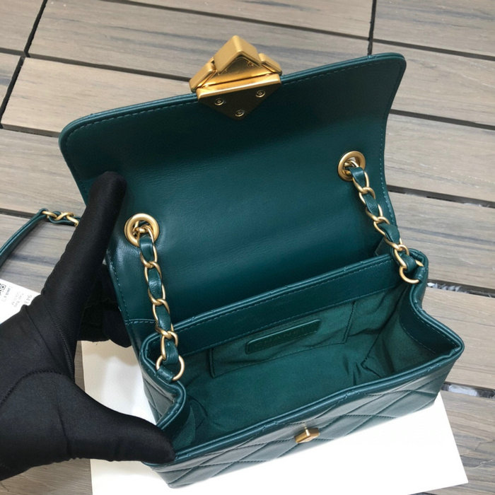 Chanel Lambskin Mini Flap Bag Green AS2633