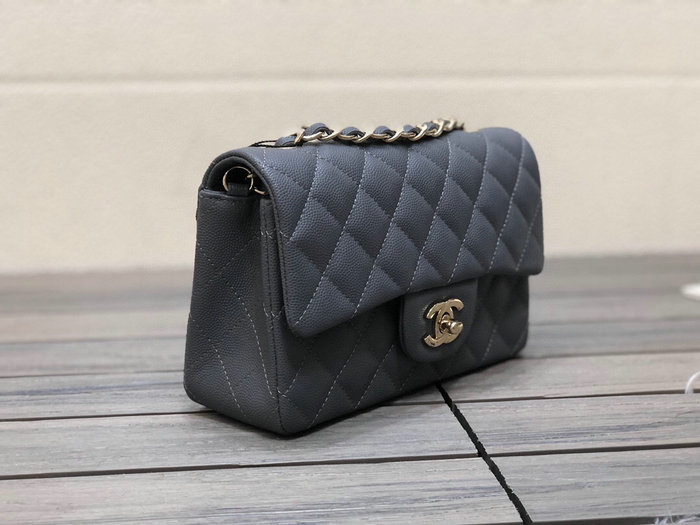 Classic Chanel Grain Calfskin Small Flap Bag Grey CF1116