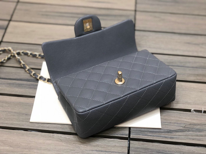 Classic Chanel Grain Calfskin Small Flap Bag Grey CF1116