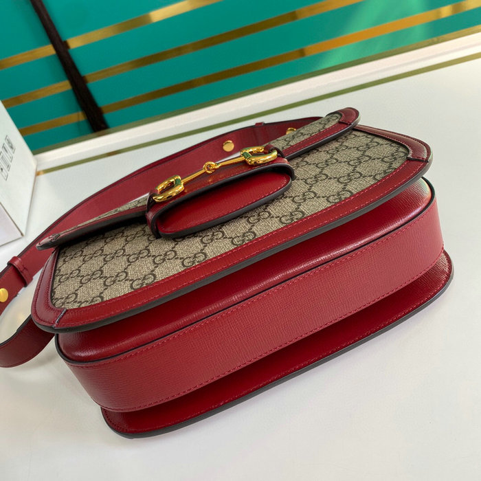 Gucci Horsebit 1955 GG Supreme Small Shoulder Bag Red 602204