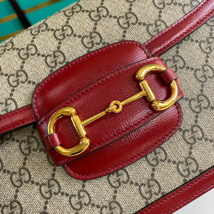 Gucci Horsebit 1955 GG Supreme Small Shoulder Bag Red 602204