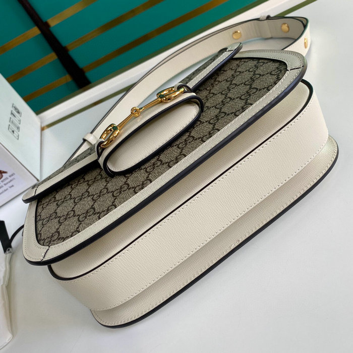 Gucci Horsebit 1955 GG Supreme Small Shoulder Bag White 602204