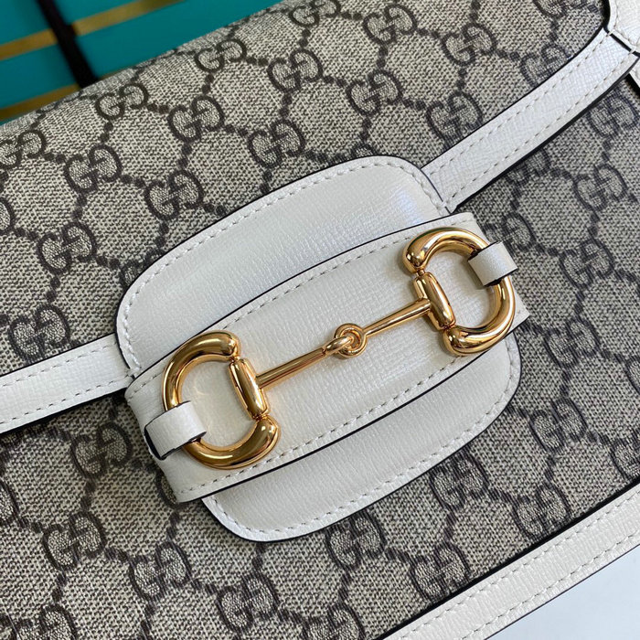 Gucci Horsebit 1955 GG Supreme Small Shoulder Bag White 602204