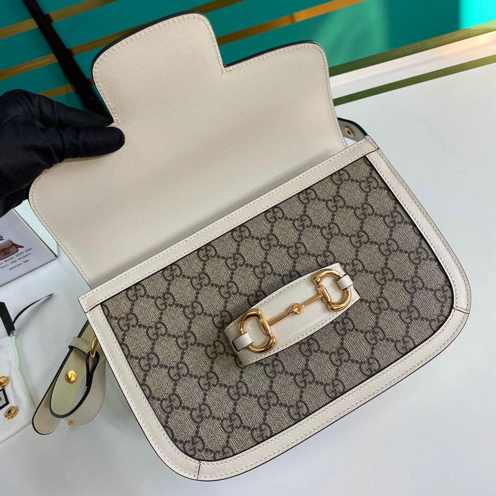 Gucci Horsebit 1955 GG Supreme Small Shoulder Bag White 602204