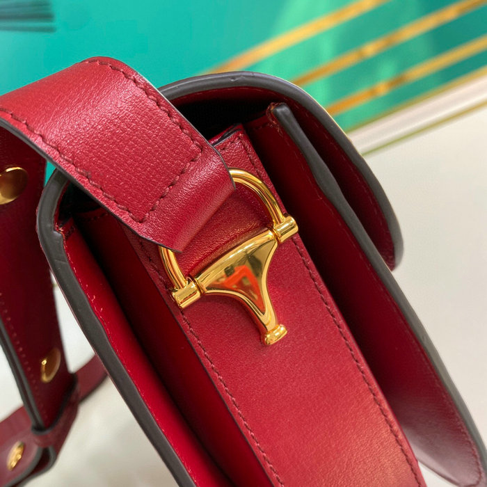 Gucci Horsebit 1955 Leather Small Shoulder Bag Red 602204