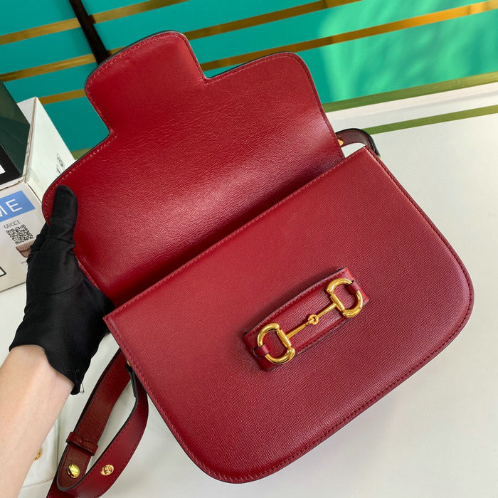 Gucci Horsebit 1955 Leather Small Shoulder Bag Red 602204