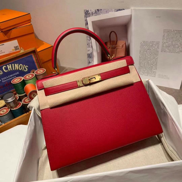 Hermes Epsom Leather Kelly Bag Red HK283221