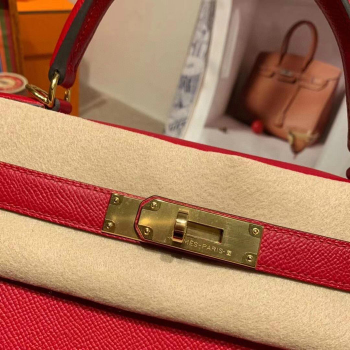 Hermes Epsom Leather Kelly Bag Red HK283221