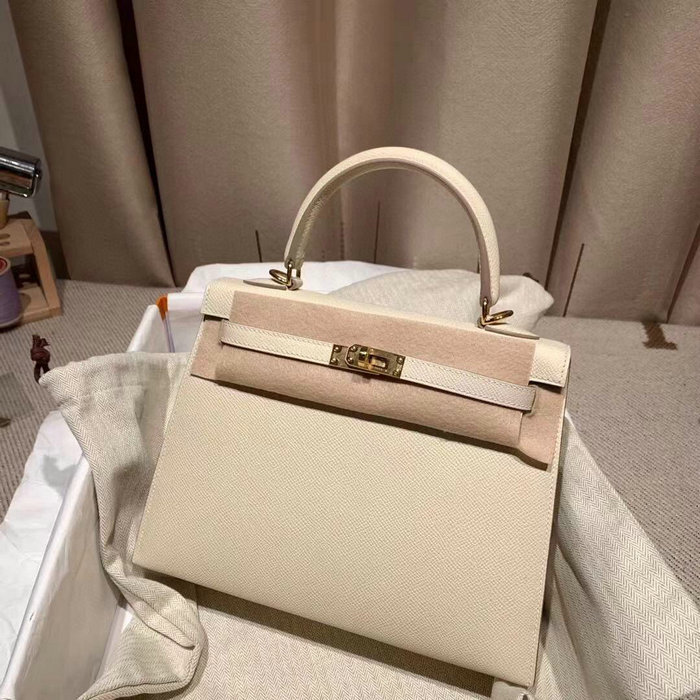 Hermes Epsom Leather Kelly Bag White HK283221