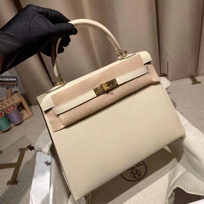 Hermes Epsom Leather Kelly Bag White HK283221