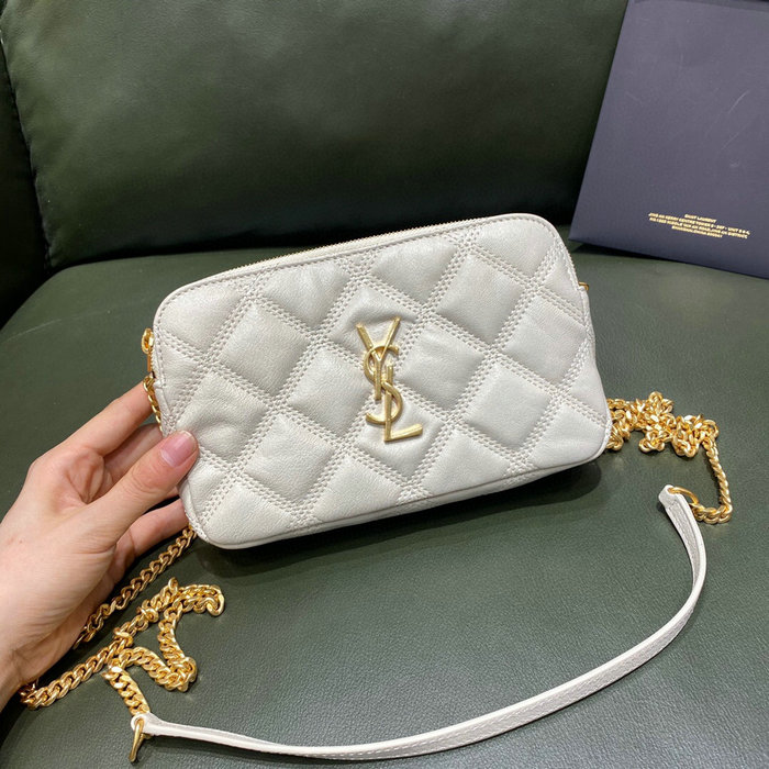 Saint Laurent Becky Double-zip Pouch White 608941