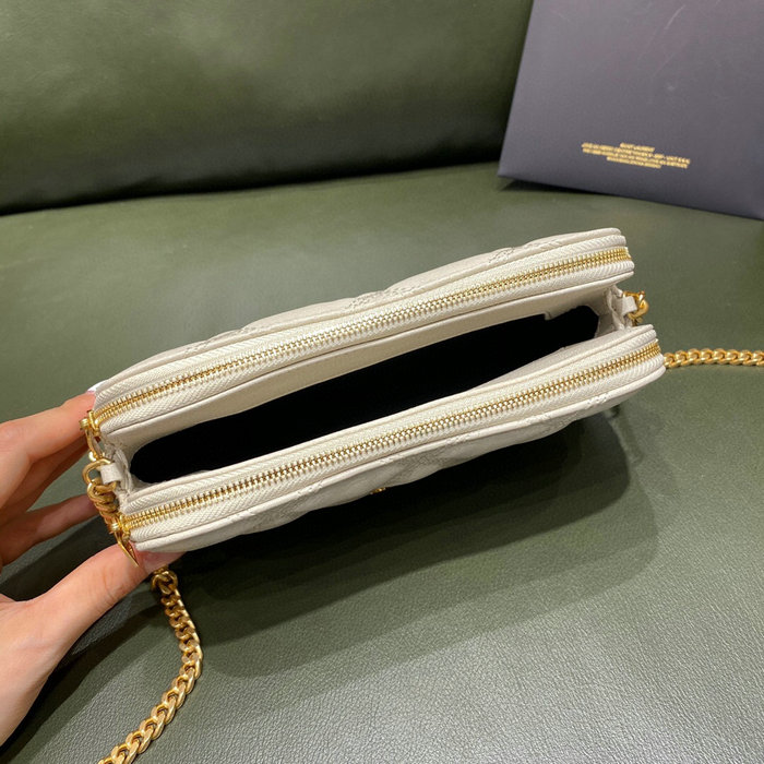 Saint Laurent Becky Double-zip Pouch White 608941