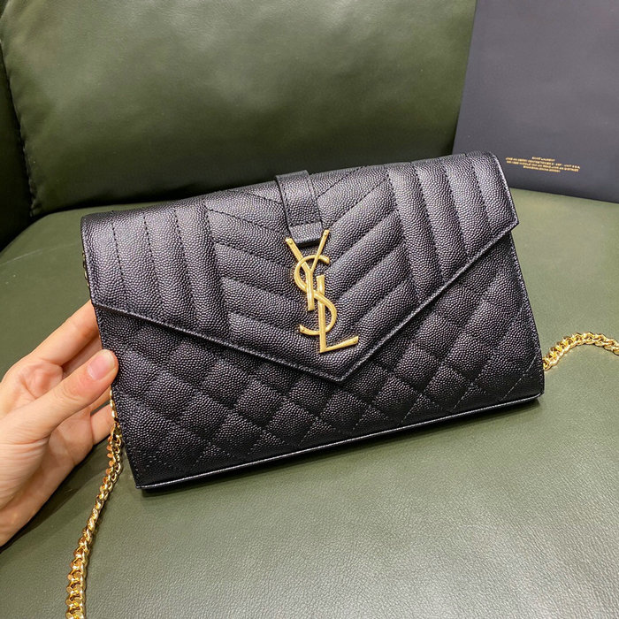 Saint Laurent Monogram Chain Wallet Black 620280