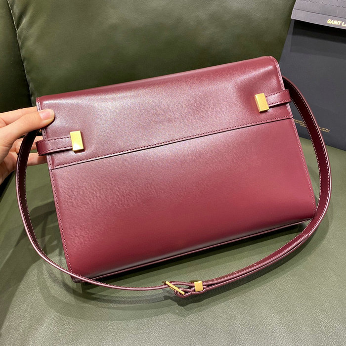 YSL Manhattan Leather Shoulder Bag Burgundy 579271