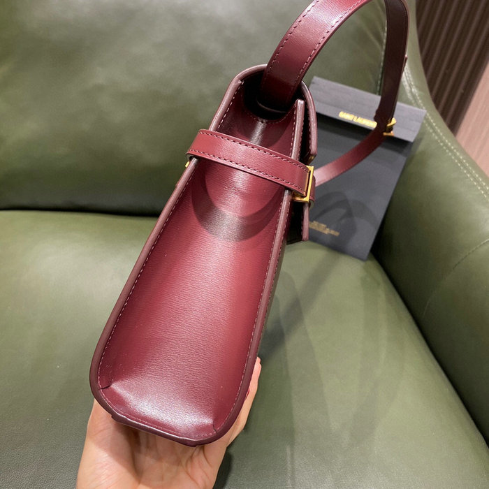 YSL Manhattan Leather Shoulder Bag Burgundy 579271