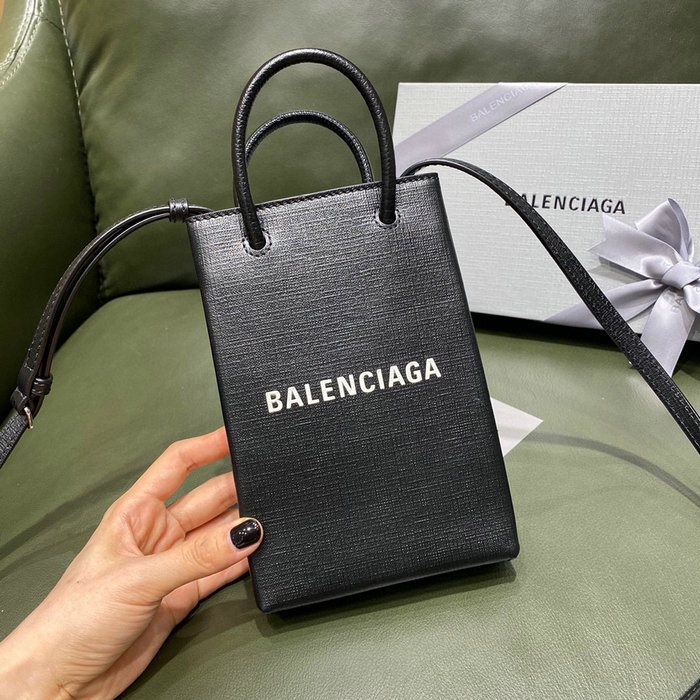 Balenciaga Shopping Phone Holder Black 593826