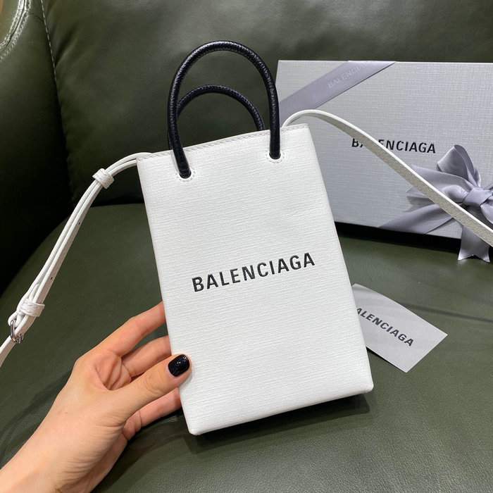 Balenciaga Shopping Phone Holder White 593826