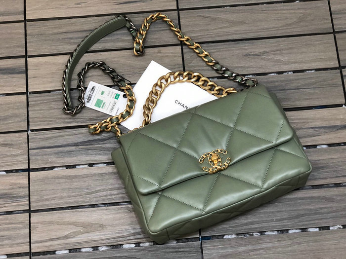 Chanel 19 Lambskin Large Flap Bag Green AS1161