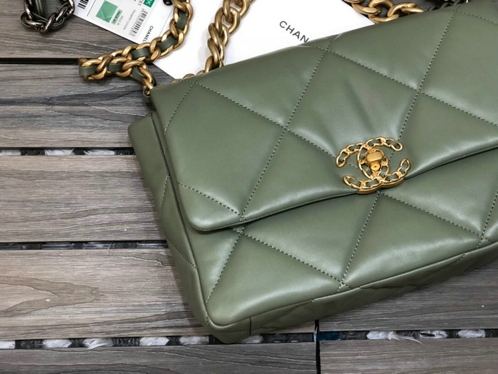 Chanel 19 Lambskin Large Flap Bag Green AS1161