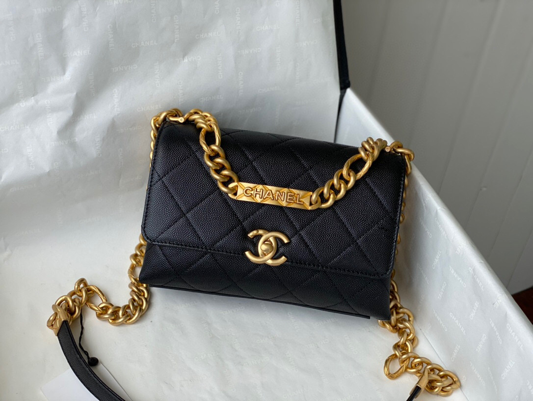 Chanel Grained Calfskin Mini Flap Bag Black AS2711