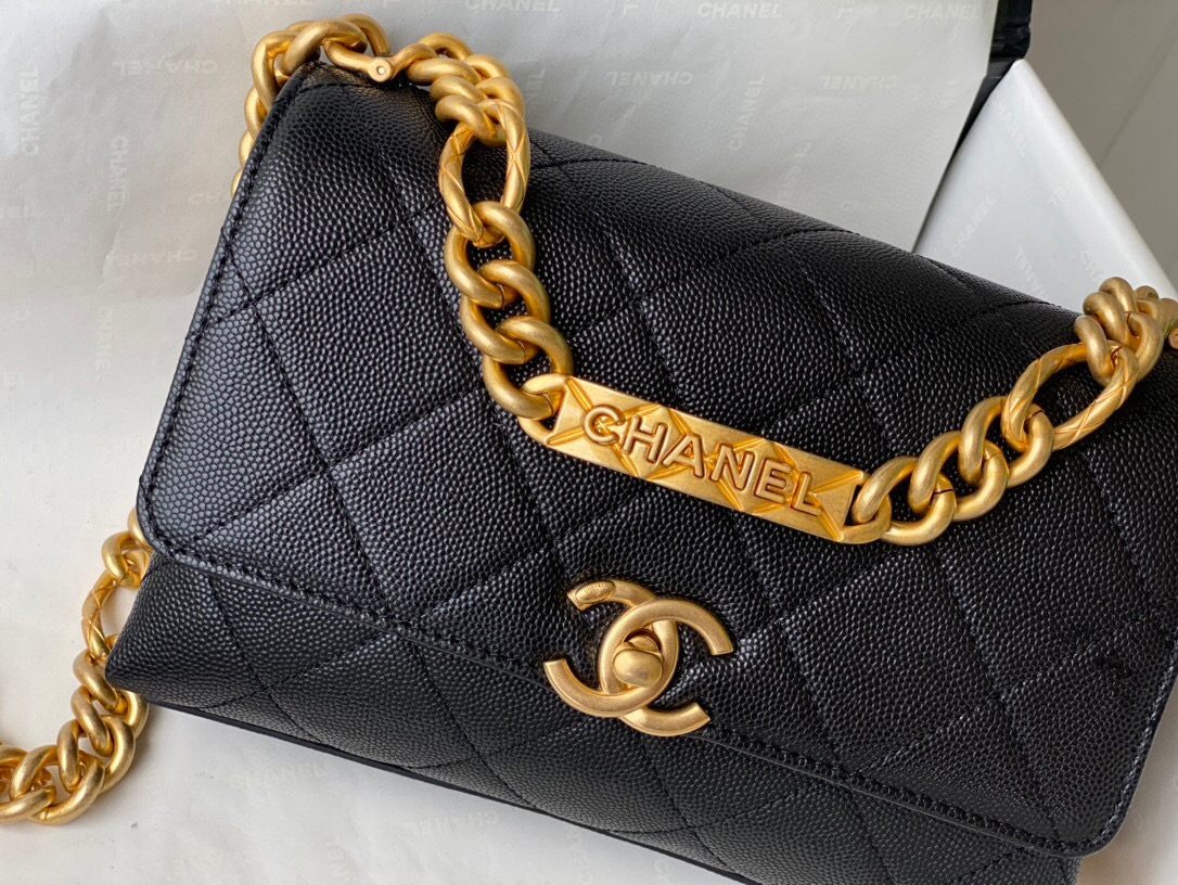 Chanel Grained Calfskin Mini Flap Bag Black AS2711