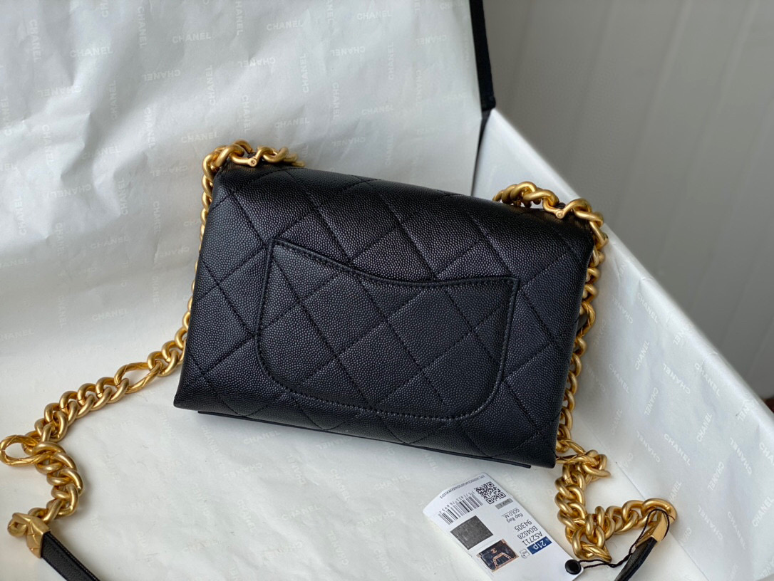 Chanel Grained Calfskin Mini Flap Bag Black AS2711