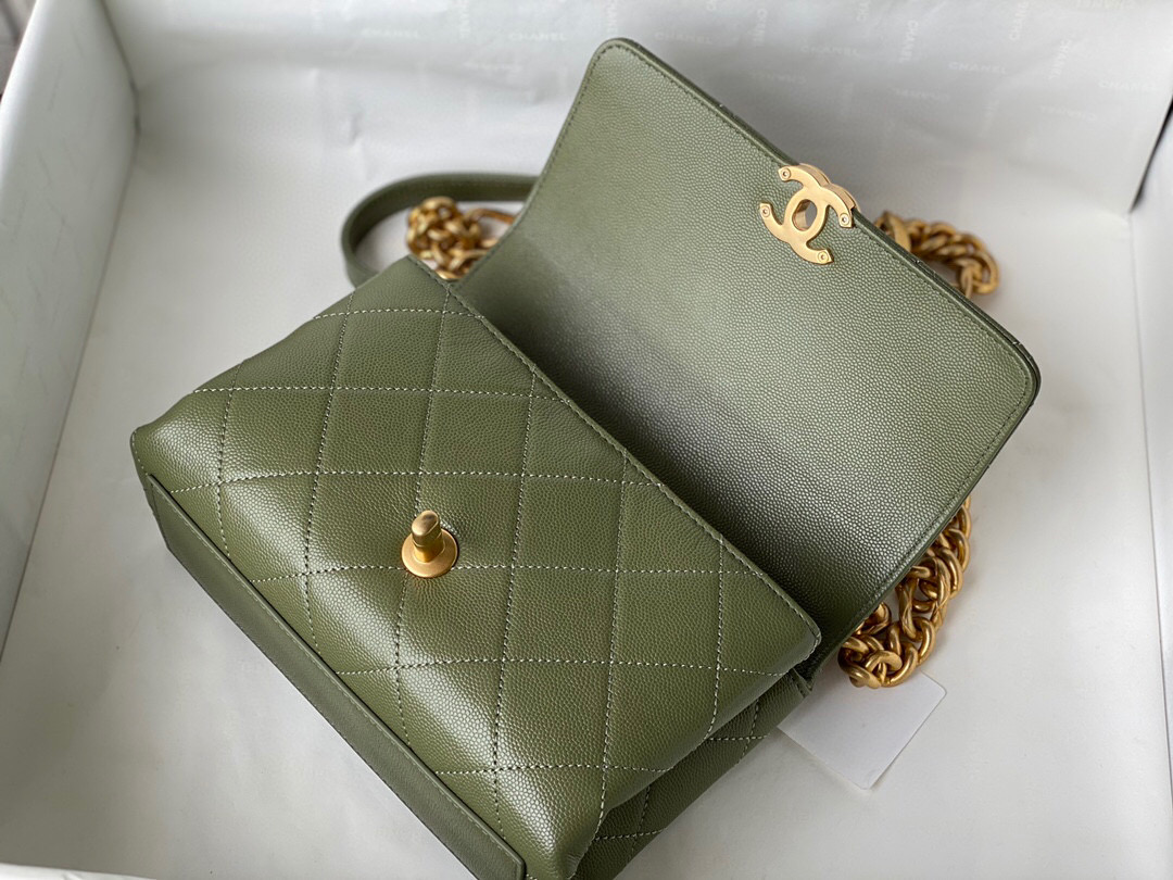 Chanel Grained Calfskin Mini Flap Bag Green AS2711