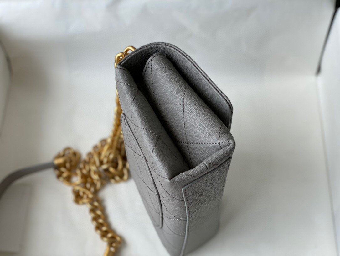 Chanel Grained Calfskin Mini Flap Bag Grey AS2711